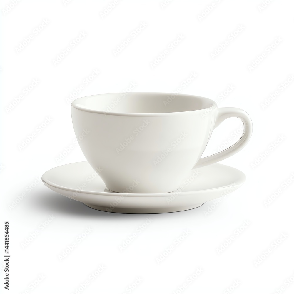 White cup with saucer on a white isolated background. White cup with saucer on a white isolated background.