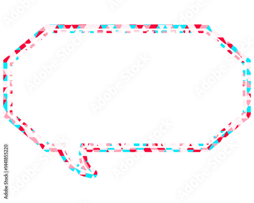 ステンドグラス風吹き出し　三角形模様　細長い八角形