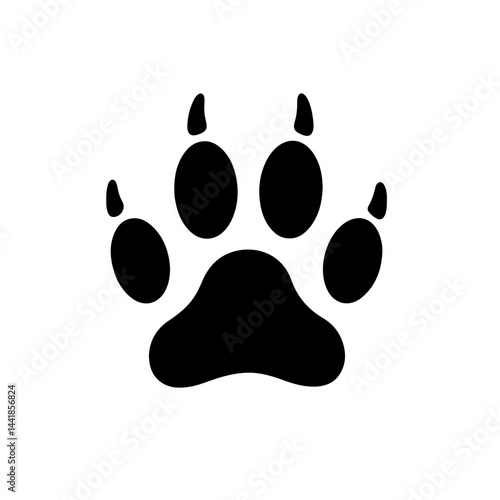 Bobcat paw print silhouette vector flat illustration design.