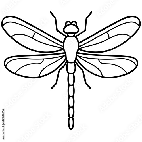Simple Dragonfly Outline Design