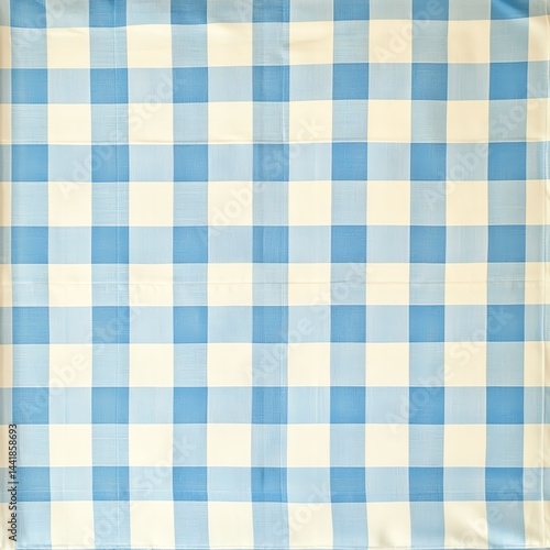 Blue and white checkered tablecloth fabric texture.