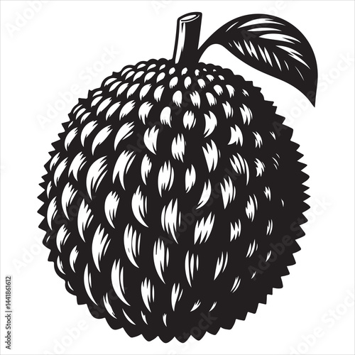 a fresh jack fruit, fruit vector silhouette, vector black color silhouette, isolated white background 