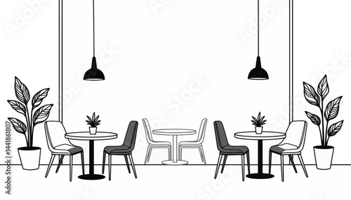 Modern coworking lobby design with minimalist furniture, commercial concept