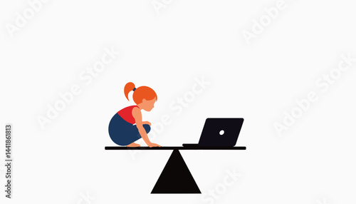 Child balancing play and work on a scale, importance of balance