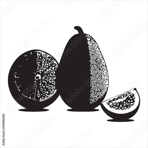 a fresh jack fruit, fruit vector silhouette, vector black color silhouette, isolated white background