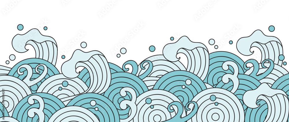 Japanese sea wave background vector. Wallpaper design with blue and white ocean wave pattern backdrop. Modern luxury oriental illustration for cover, banner, website, decor, border. Japanese sea wave background vector. Wallpaper design with blue and white ocean wave pattern backdrop. Modern luxury oriental illustration for cover, banner, website, decor, border.