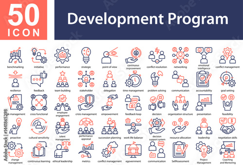 Development Program Icon Sheet and Collection with Outline Color