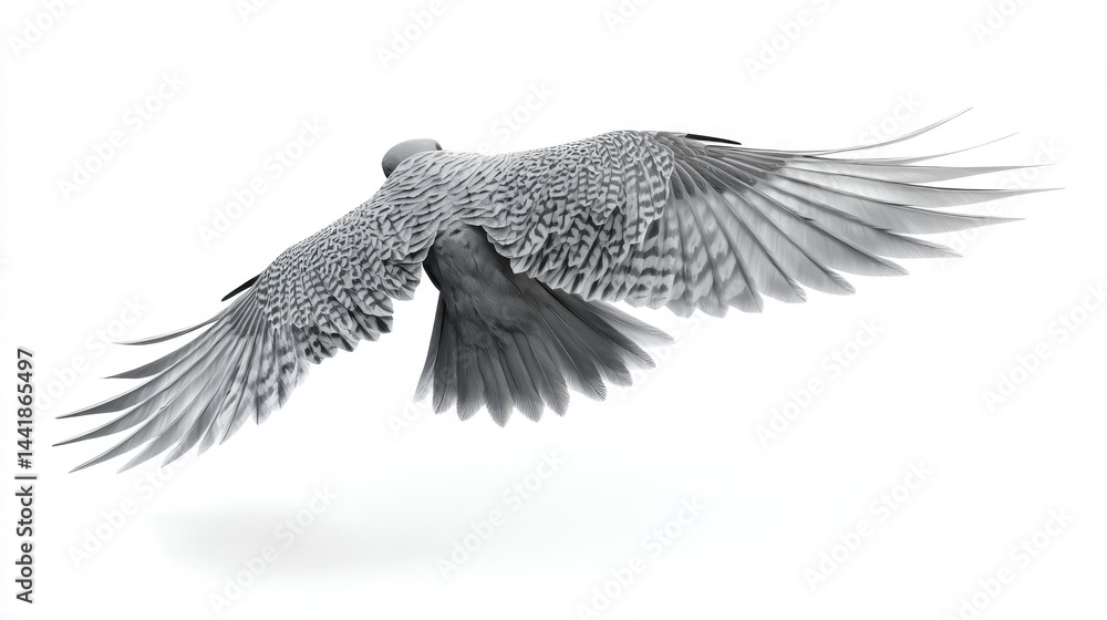 Naklejka premium Monochrome bird in flight