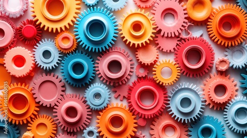 Wallpaper Mural Colorful Interlocking Gears: A Symphony of Mechanics and Design Torontodigital.ca