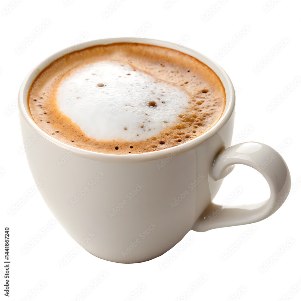 Fototapeta premium Aromatic single cappuccino cup isolated on a transparent background