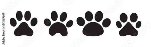 Pet paw editable stroke. footprints Pet paw, Heart with pet paw print dog cat icon,  Vector- Stock