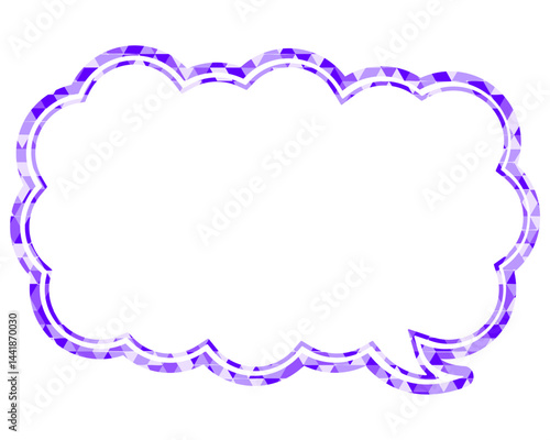 ステンドグラス風吹き出し　三角形模様　細長い雲形