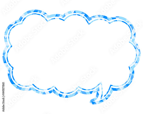 ステンドグラス風吹き出し　三角形模様　細長い雲形