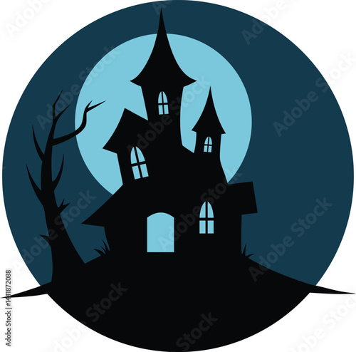 Haunted house vector art illustration
