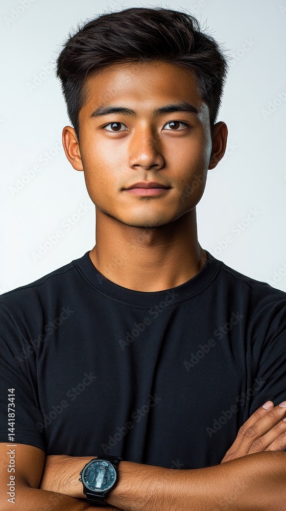 Obraz premium Portrait of a Young Man with Crossed Arms
