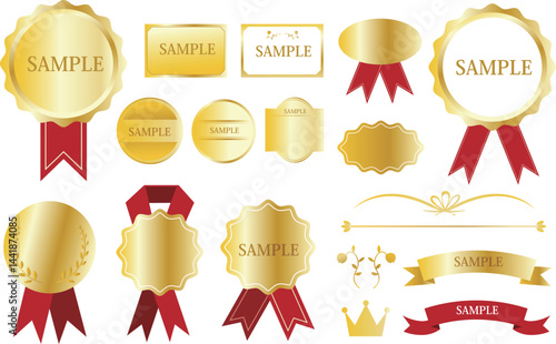 ゴールドフレームタイトルデザイン素材セット