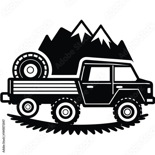 Camping Vehicle RV, camper van, trailer, roof tent vector Silhouette illustration 