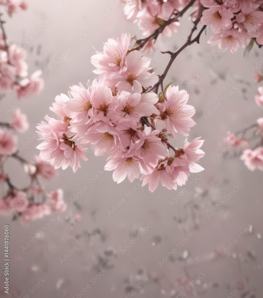 custom made wallpaper toronto digitalSoft pastel pink sakura petals descend against a blurred backdrop ,  blossom,  abstract