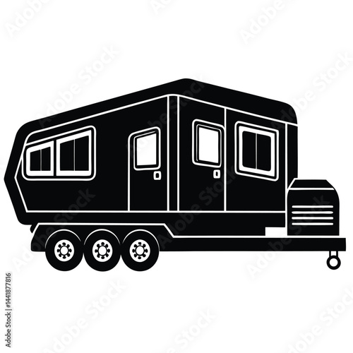 Camping Vehicle RV, camper van, trailer, roof tent vector Silhouette illustration 
