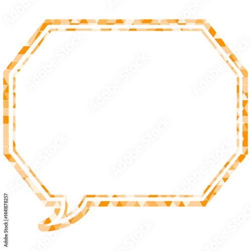 ステンドグラス風吹き出し　三角形模様　角のある八角形
