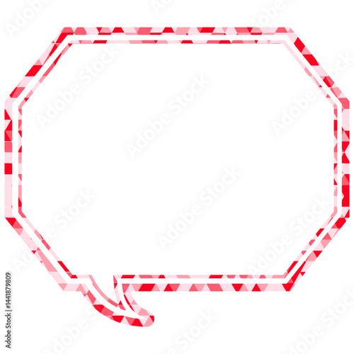 ステンドグラス風吹き出し　三角形模様　角のある八角形