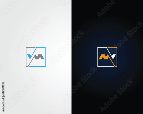 Letter MV or VM Logo Icon Design Geometric Minimal Vector Template.