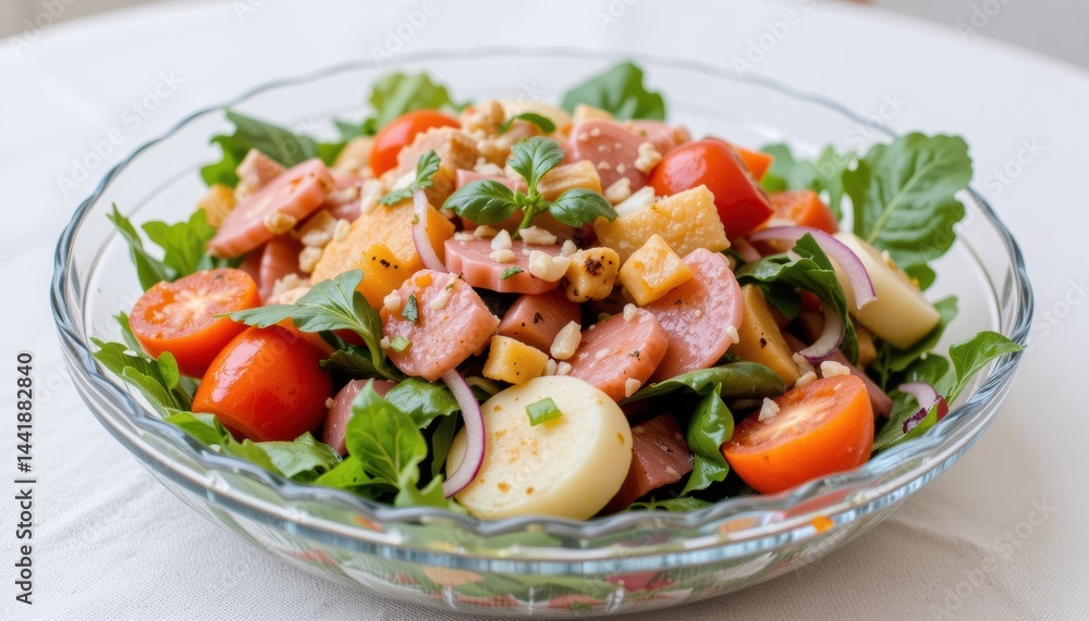 Fresh salad with colorful vegetables and herbs in a bowl Fresh salad with colorful vegetables and herbs in a bowl