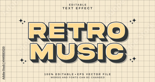 Editable text style effect - Retro Music text style theme.