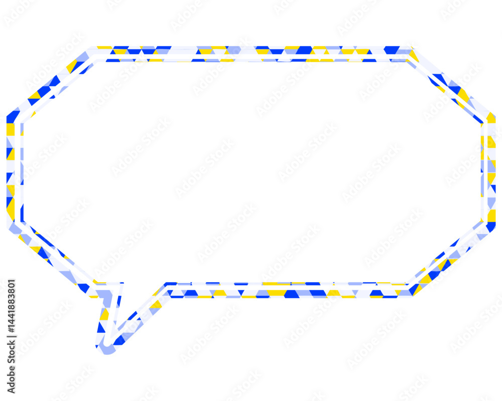 Naklejka premium ステンドグラス風吹き出し 三角形模様 細長い八角形