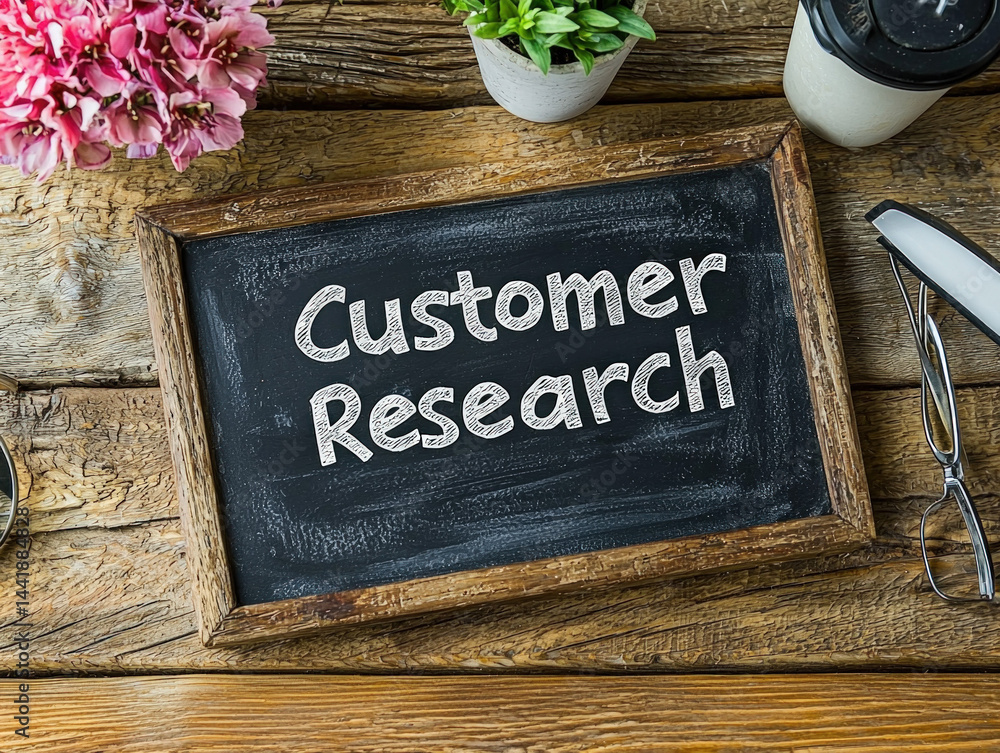 Customer Research text written on the blackboard