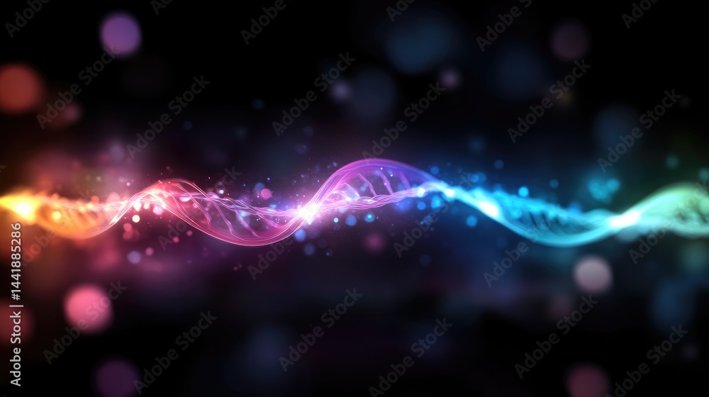 Fototapeta premium Abstract DNA strand design with vibrant colors and light effects