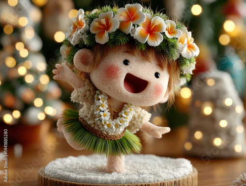 Obraz na płótnie A cheerful hula doll figurine dancing w salonie