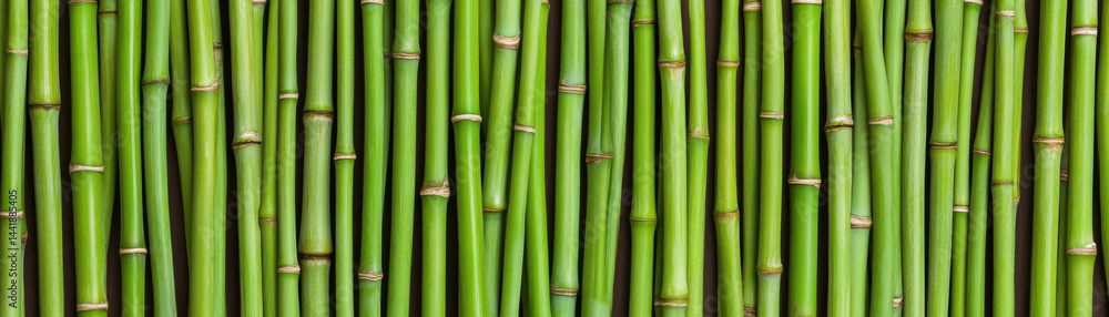 Fototapeta premium repeating pattern of vertical bamboo stems creates vibrant and natural backdrop, showcasing beauty of greenery