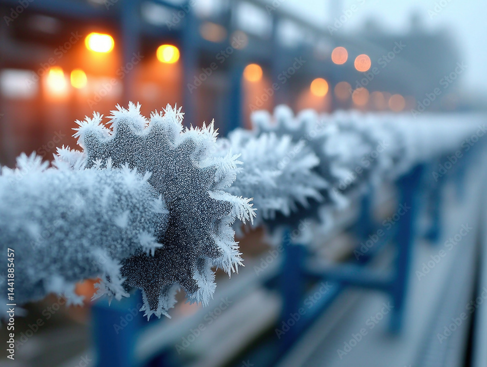 A close-up of a frozen valveing mechanism in a system