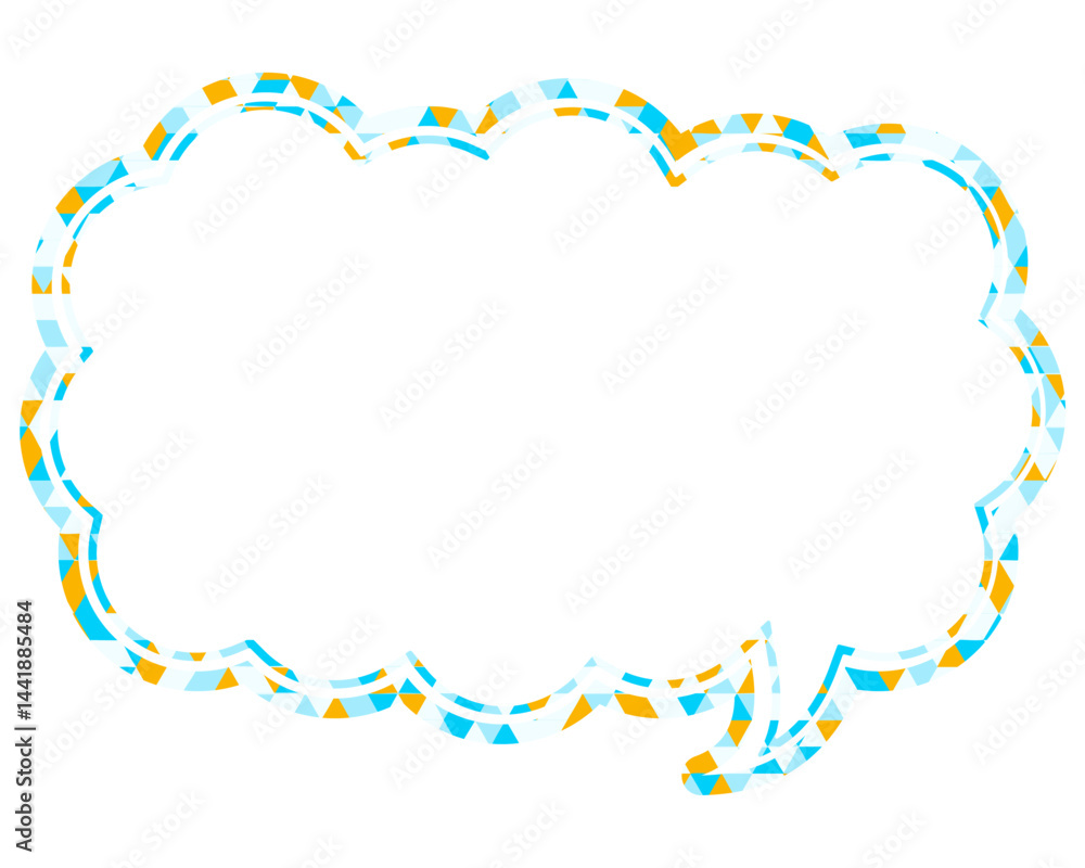 Fototapeta premium ステンドグラス風吹き出し 三角形模様 細長い雲形