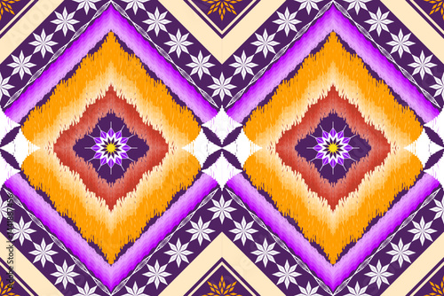 Ethnic Figure aztec embroidery style.Geometric ikat oriental traditional art pattern.Design for ethnic background,wallpaper,fashion,clothing,wrapping,fabric,element,sarong,graphic,vector illustration.
