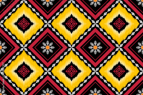 Ethnic Figure aztec embroidery style.Geometric ikat oriental traditional art pattern.Design for ethnic background,wallpaper,fashion,clothing,wrapping,fabric,element,sarong,graphic,vector illustration.