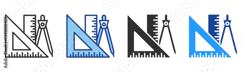 Ruler Icon Multiple Style Vector Collection 