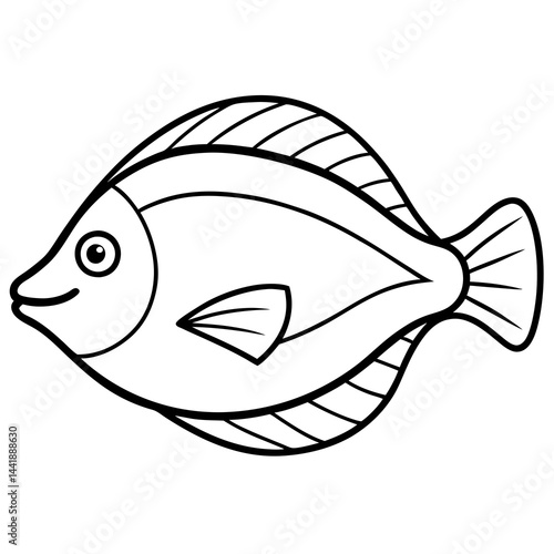 Streamlined Flounder One-Line Vector Art