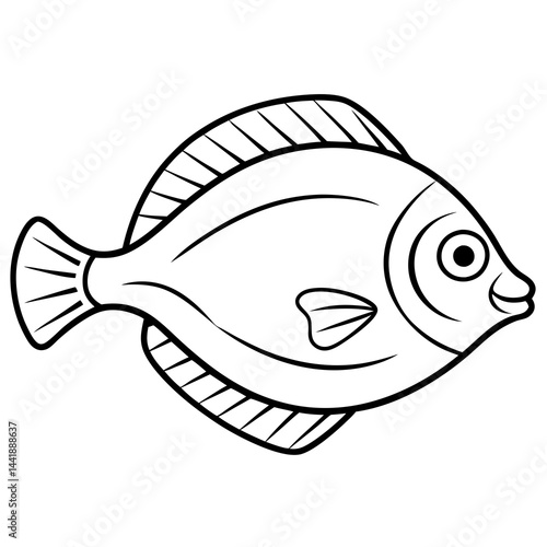 Streamlined Flounder One-Line Vector Art