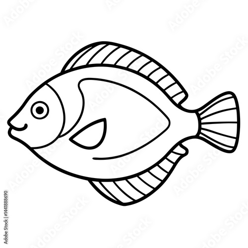 Streamlined Flounder One-Line Vector Art
