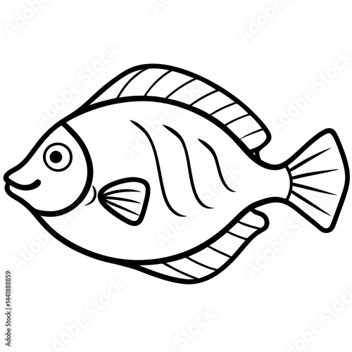 Streamlined Flounder One-Line Vector Art