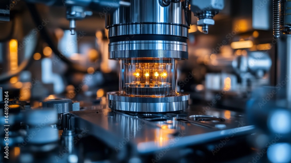 High-tech cleanroom equipped with sophisticated ion implantation equipment, actively doping silicon wafers to enhance their electrical properties for semiconductor applications High-tech cleanroom equipped with sophisticated ion implantation equipment, actively doping silicon wafers to enhance their electrical properties for semiconductor applications