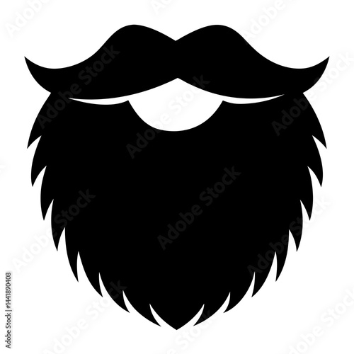 Bold and clean silhouette of a stylized beard and mustache
