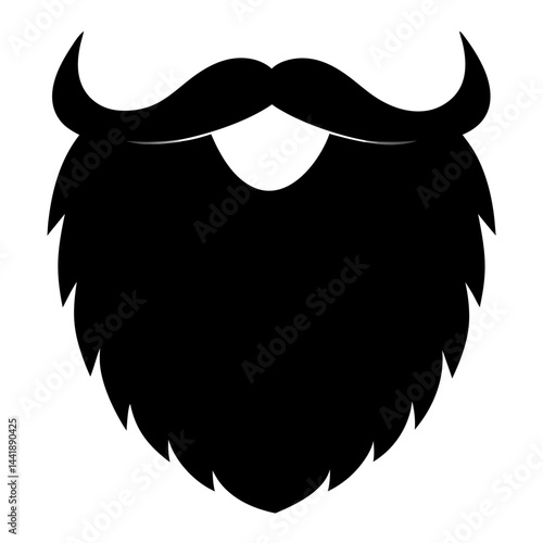 Bold and clean silhouette of a stylized beard and mustache