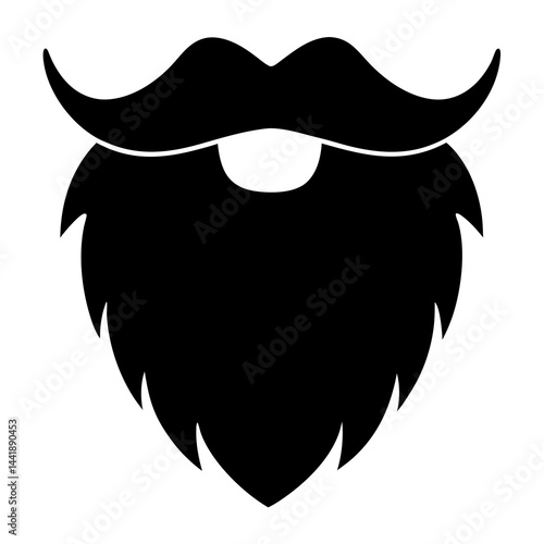 Bold and clean silhouette of a stylized beard and mustache