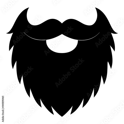 Bold and clean silhouette of a stylized beard and mustache
