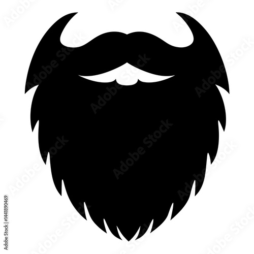 Bold and clean silhouette of a stylized beard and mustache