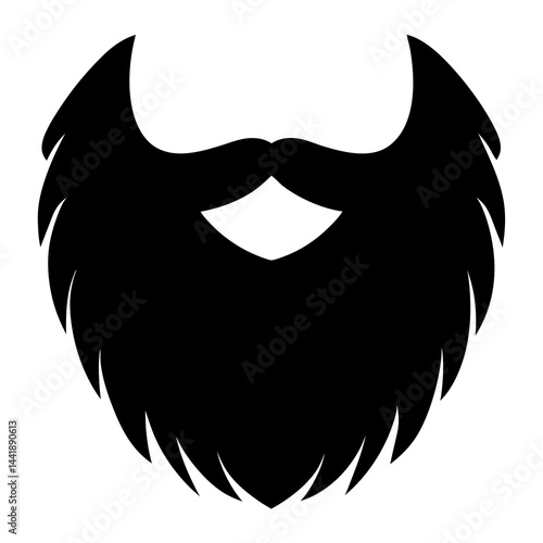 Bold and clean silhouette of a stylized beard and mustache