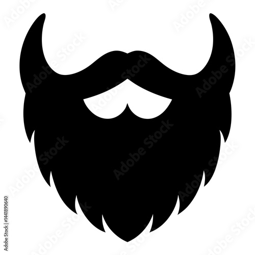 Bold and clean silhouette of a stylized beard and mustache